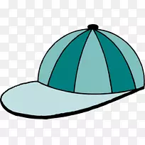 帽子棒球帽卡通-条纹蓝色棒球帽插图