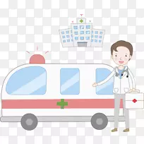 惠灵顿免费救护车卡通插图-卡通救护车