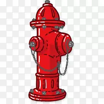 消防栓光景手绘消防栓
