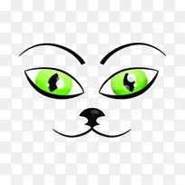 猫画小猫插图-绿色眼睛猫鼻子