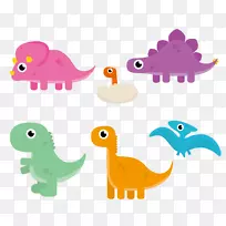 恐龙动画剪贴画-可爱的卡通恐龙