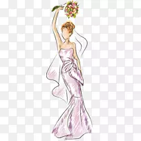 插图-新娘捧着花束