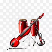鼓、乐器、爵士乐、鼓乐.红色爵士鼓载体材料