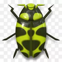 甲虫像素剪贴画.绿色条纹甲虫