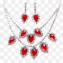 耳环红宝石项链珠宝.红宝石项链和耳环