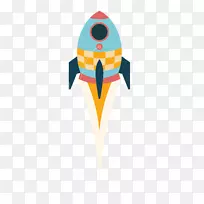 火箭平面设计图标-扁平火箭