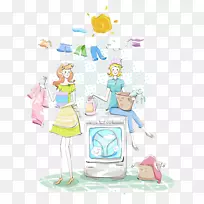 洗衣机卡通插图.卡通洗衣机图片