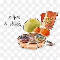 新年汤圆传统节日春节-食品，新年，手绘，卡通