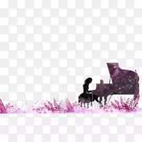 钢琴剪影海报-钢琴剪影