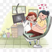 怀孕试验插图.怀孕试验b超声波检查插画