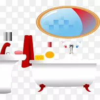 浴室洗浴镜.带浴缸的洗脸盆