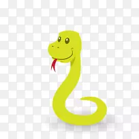 蛇卡通插图-绿色舌头可爱的卡通蛇