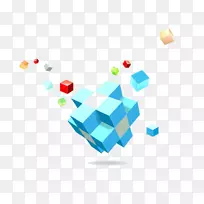 魔方信息口袋立方体-蓝色立方体图片材料