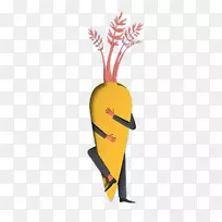 胡萝卜卡通插图-夹着胡萝卜