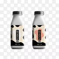 牛奶酸奶包装和标签饮料.灰色简易酸奶包装