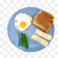 丰盛早餐煎蛋食品夹艺术早餐吐司