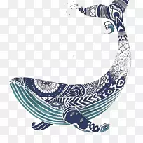 蓝鲸艺术插图-鲸鱼印刷