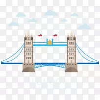 伦敦桥、塔桥、泰晤士河-创意载体材料塔桥