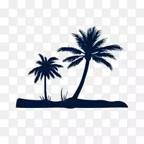 海滩底面-椰子树轮廓