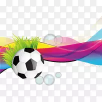 平面设计海报足球.彩色条纹足球海报