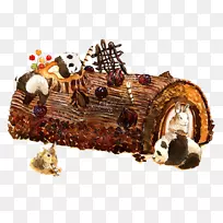 Yule原木巧克力蛋糕-创意蛋糕水彩画