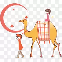 骆驼卡通插图-骆驼骑术