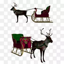 驯鹿圣诞节-圣诞驯鹿拉手推车创意节