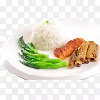 红烧米饭、亚洲菜、猪肉、米饭、烧卤素的拉里米饭