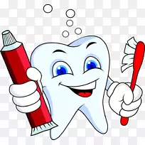 卡通牙齿病理学夹持牙膏牙刷卡通图片