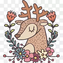 生日蛋糕阿姨祝你生日快乐-手画眼睛闭上驯鹿海报