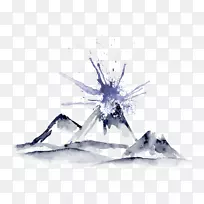 水墨画.冰山