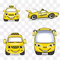 出租车黄色出租车剪贴画-可爱的卡通黄色出租车元素