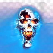 电脑三维图形下载高清电视动画壁纸蓝色火焰头骨