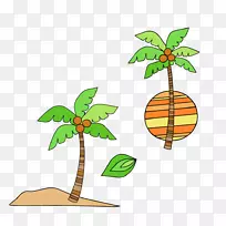 椰子土坯插画艺术椰子树材料海
