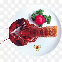 龙虾、小龙虾、海鲜、棕榈龙虾-餐桌上的龙虾
