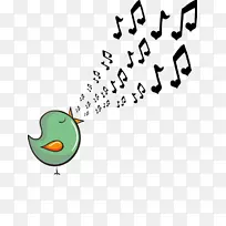 音乐音符下载卡通-卡通鸟可爱的音符
