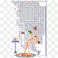 蹲式厕所插图-卡通蹲式厕所