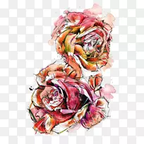 玫瑰水彩画-玫瑰