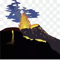 火山喷出火山陨石坑卡通火山喷发