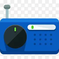 麦克风可伸缩图形图标-蓝色收音机