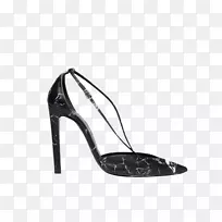 香奈儿巴黎世家时装设计师-黑色白色图案空心薄凉鞋