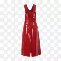 鸡尾酒裙肩部缎子红色吊带连衣裙