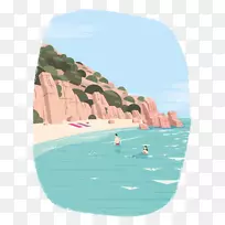 数码插画海报插图-沙滩