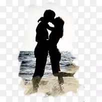 亲吻爱情情侣浪漫前情侣亲吻海边