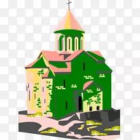 教堂建筑图例.绿色彩绘教堂