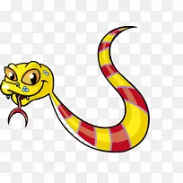 蛇动画剪贴画-红黄卡通蛇