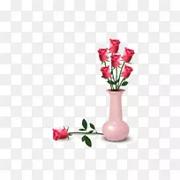花瓶花玫瑰夹艺术花瓶
