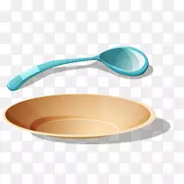 汤匙盘餐具.盘子和勺子