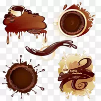 咖啡牛奶热巧克力覆盖咖啡豆卡通创意美食图标巧克力咖啡