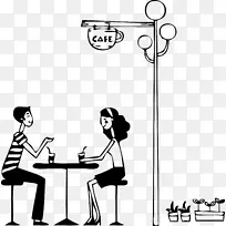 咖啡茶咖啡厅墙上贴纸卡通咖啡厅约会男人
